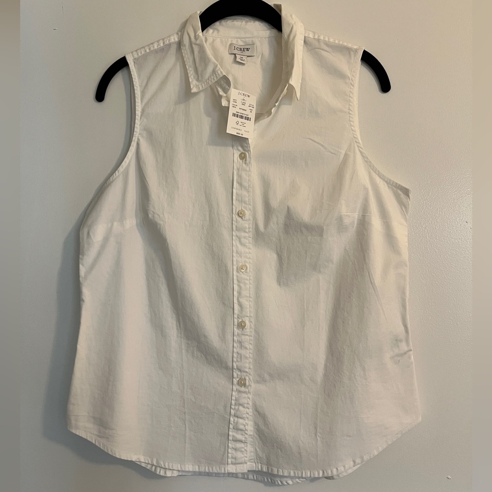 J.Crew Factory White Sleeveless Button-Down Shirt